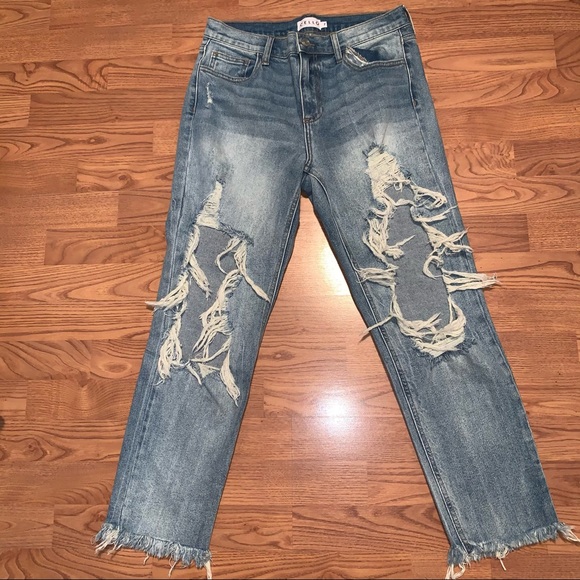 Cello Light Wash Straight leg Destroyed Cut Jeans - Picture 4 of 13